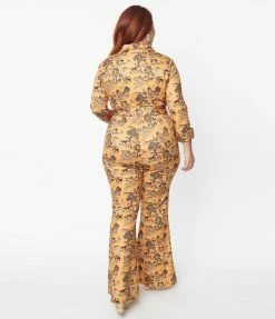 Unique Vintage Plus Size Western Toile Print Jumpsuit Trending