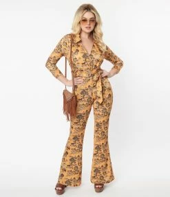 Trending Unique Vintage Western Toile Print Jumpsuit