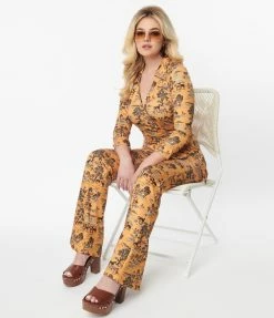Trending Unique Vintage Western Toile Print Jumpsuit