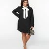 Smak Parlour Plus Size Black & White Neck Tie Mini Dress