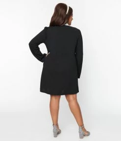 Smak Parlour Plus Size Black & White Neck Tie Mini Dress