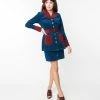 New Arrivals! Smak Parlour Navy & Burgundy Corduroy Button Mini Skirt