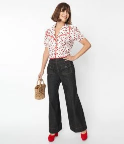 Smak Parlour Black Denim Classic Pocket Wide Leg Pants Clothing