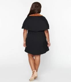 New Arrivals! Smak Parlour Plus Size Black & Brown Fur Collar Coat