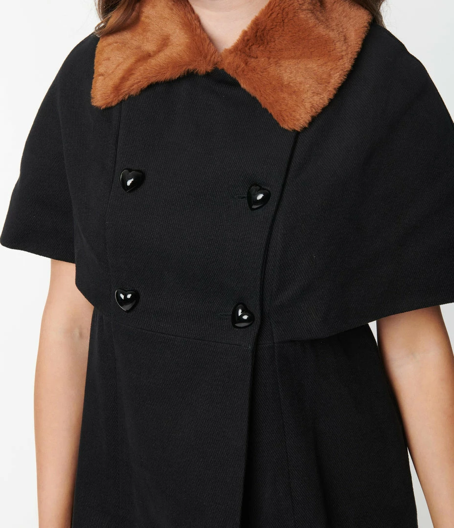 New Arrivals! Smak Parlour Black & Brown Fur Collar Coat