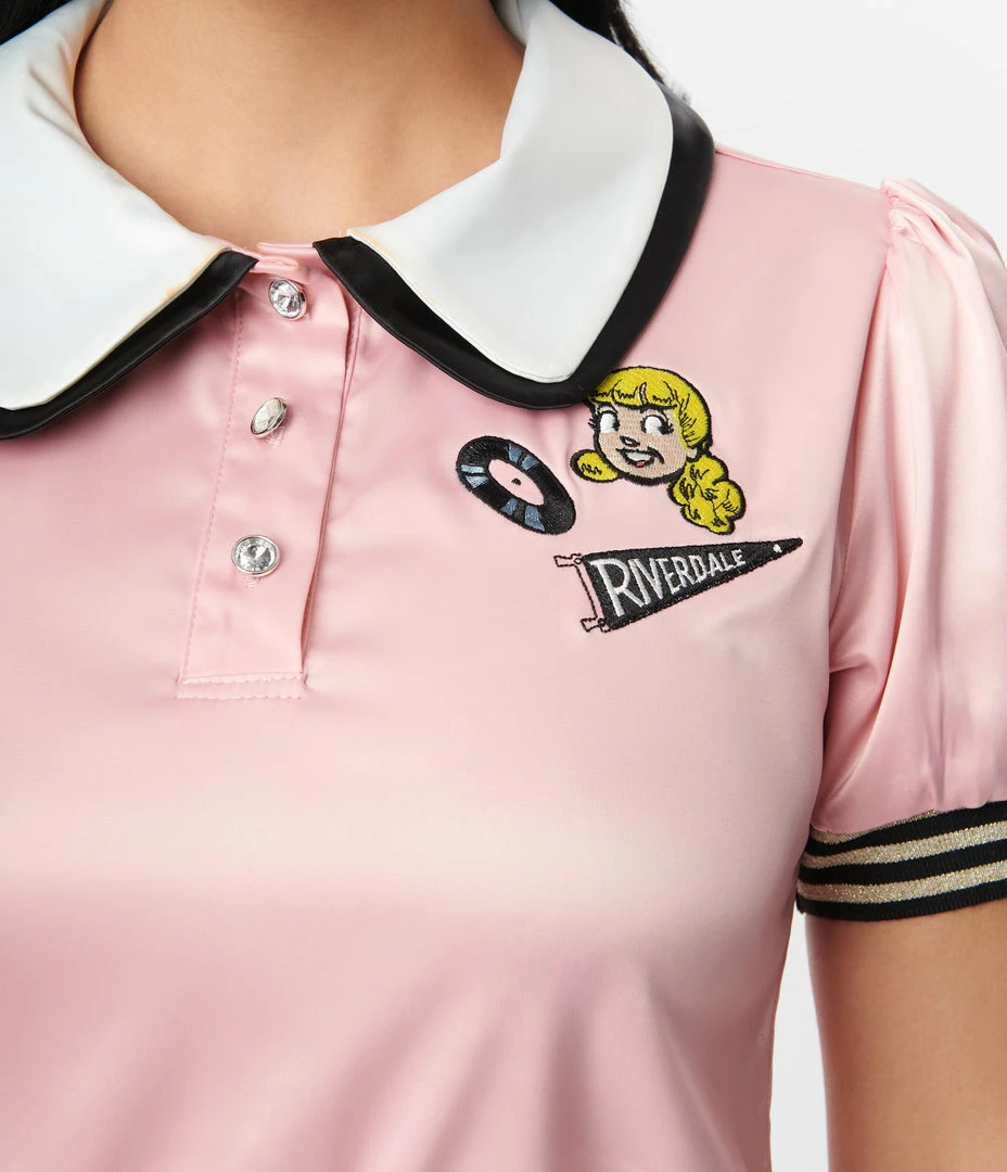 Betty & Veronica X Unique Vintage Light Pink Satin Crop Top New Arrivals!
