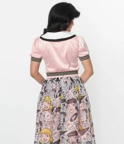 Betty & Veronica X Unique Vintage Light Pink Satin Crop Top New Arrivals!
