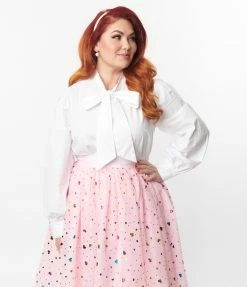 Unique Vintage Plus Size White Gwen Blouse