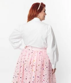 Unique Vintage Plus Size White Gwen Blouse