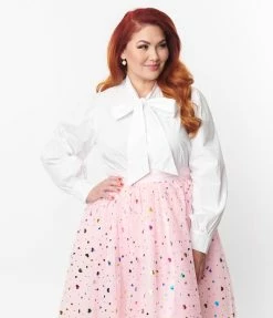 Unique Vintage Plus Size White Gwen Blouse