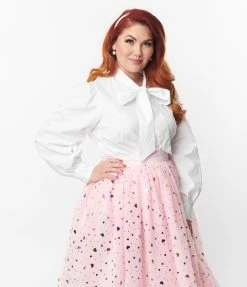 Unique Vintage Plus Size White Gwen Blouse