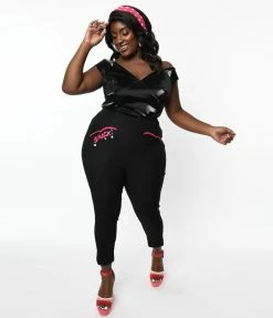 New Arrivals! Betty & Veronica X Unique Vintage Plus Size Black Heart & Smack Crop Pants