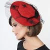 Unique Vintage Red & Black Spider Disc Fascinator