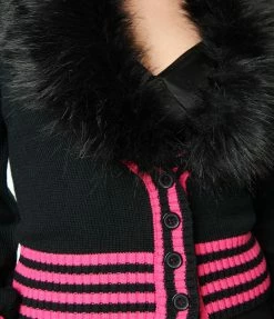 Betty & Veronica X Unique Vintage Black & Pink Smack Sweater Cardigan New Arrivals!