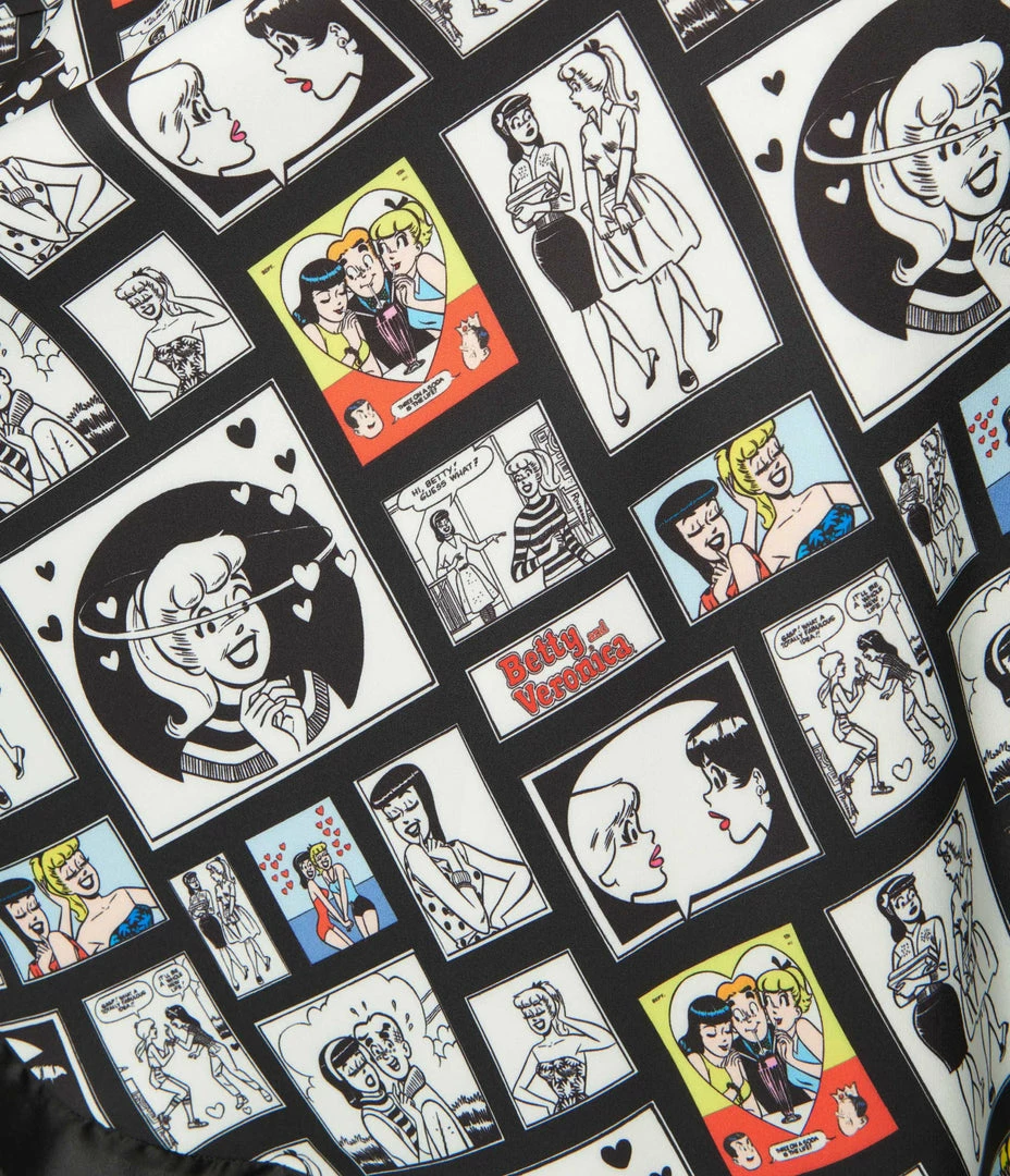 New Arrivals! Betty & Veronica X Unique Vintage Plus Size Comic Collage Print Wrap Dress