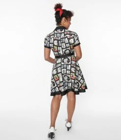 Betty & Veronica X Unique Vintage Comic Collage Print Wrap Dress