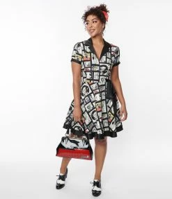 Betty & Veronica X Unique Vintage Comic Collage Print Wrap Dress