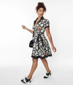 Betty & Veronica X Unique Vintage Comic Collage Print Wrap Dress