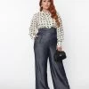 Unique Vintage Plus Size Grey Chambray High Waist Pants
