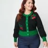 Unique Vintage Plus Size Black & Green Sweet Strawberry Cardigan