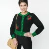 Unique Vintage Black & Green Sweet Strawberry Cardigan New Arrivals!