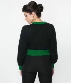 Unique Vintage Black & Green Sweet Strawberry Cardigan New Arrivals!