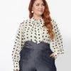 New Arrivals! Unique Vintage Plus Size Ivory & Black Clip Dot Gwen Blouse