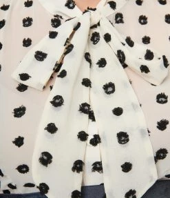 New Arrivals! Unique Vintage Plus Size Ivory & Black Clip Dot Gwen Blouse