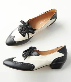 Demfon International (Chelsea Crew) Chelsea Crew Black & White Saddle Shoe Heels