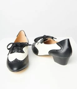 Demfon International (Chelsea Crew) Chelsea Crew Black & White Saddle Shoe Heels