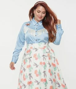 Looney Tunes X Unique Vintage Plus Size Bugs Bunny & Yosemite Sam Blouse New Arrivals!