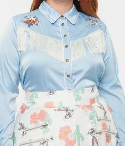 Looney Tunes X Unique Vintage Plus Size Bugs Bunny & Yosemite Sam Blouse New Arrivals!