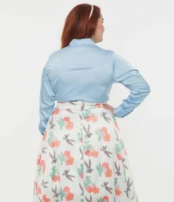 Looney Tunes X Unique Vintage Plus Size Bugs Bunny & Yosemite Sam Blouse New Arrivals!