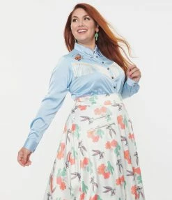 Looney Tunes X Unique Vintage Plus Size Bugs Bunny & Yosemite Sam Blouse New Arrivals!