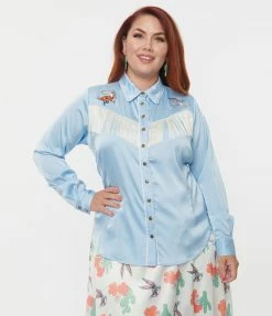 Looney Tunes X Unique Vintage Plus Size Bugs Bunny & Yosemite Sam Blouse New Arrivals!