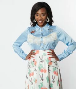 New Arrivals! Looney Tunes X Unique Vintage Bugs Bunny & Yosemite Sam Blouse