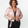 New Arrivals! Unique Vintage Plus Size Pink Shimmer Vegan Leather Jacket