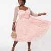Unique Vintage Plus Size Pink & Red Hearts Lamar Swing Dress