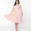 Unique Vintage Pink & Red Hearts Lamar Swing Dress Clothing
