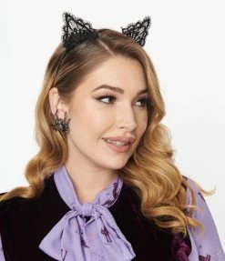 Alibaba (Yiwu Huijiu Clothing Co., Ltd.) Black Lace Cat Ear Headband