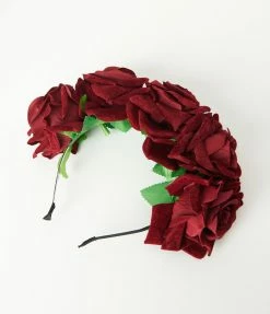Alibaba (Yiwu Xintong Artificial Flower Co., Ltd.) Dark Red Rose Headband