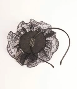 Alibaba (Yiwu Qinyu Electronic Commerce Co., Ltd.) Hats Black Lace & Pearl Fascinator Headband