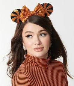 Alibaba (Huangshi Geego Industry & Trade Corporation Limited) Hair Accessories Orange & Black Sequin Tiger Mouse Ears