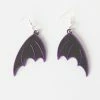 Faire (Printy Vibes) Black & Purple Batwing Drop Earrings Jewelry