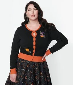Lifestyle Group (UK) Ltd Plus Size Black Pumpkin Spice Cardigan