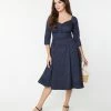 SHEEN Clothing Ltd Trending Navy & Red Dainty Floral Joanna Midi Dress