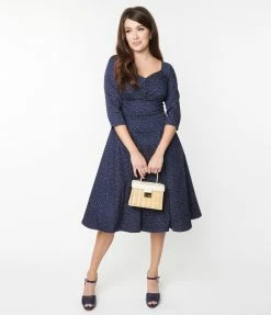 SHEEN Clothing Ltd Trending Navy & Red Dainty Floral Joanna Midi Dress