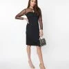 SHEEN Clothing Ltd Sale Black Illusion Neckline Katniss Wiggle Dress