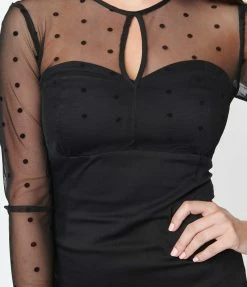 SHEEN Clothing Ltd Sale Black Illusion Neckline Katniss Wiggle Dress