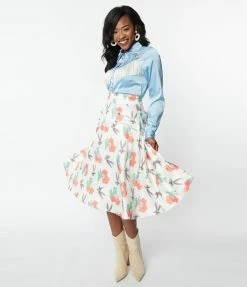 Looney Tunes X Unique Vintage Bugs Bunny & Cactus Florals Swing Skirt New Arrivals!